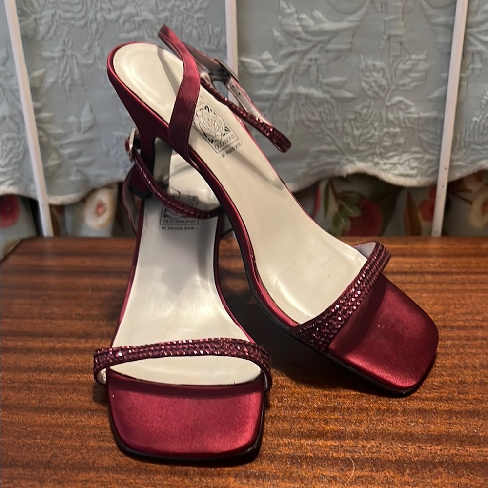 Elegant Burgundy Satin Heels